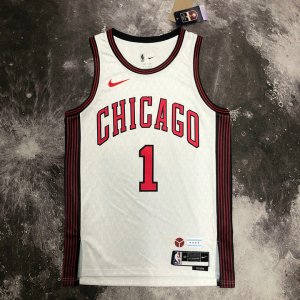 NBA 1 Rose Bulls 22-23 city Maillot blanc imprimé